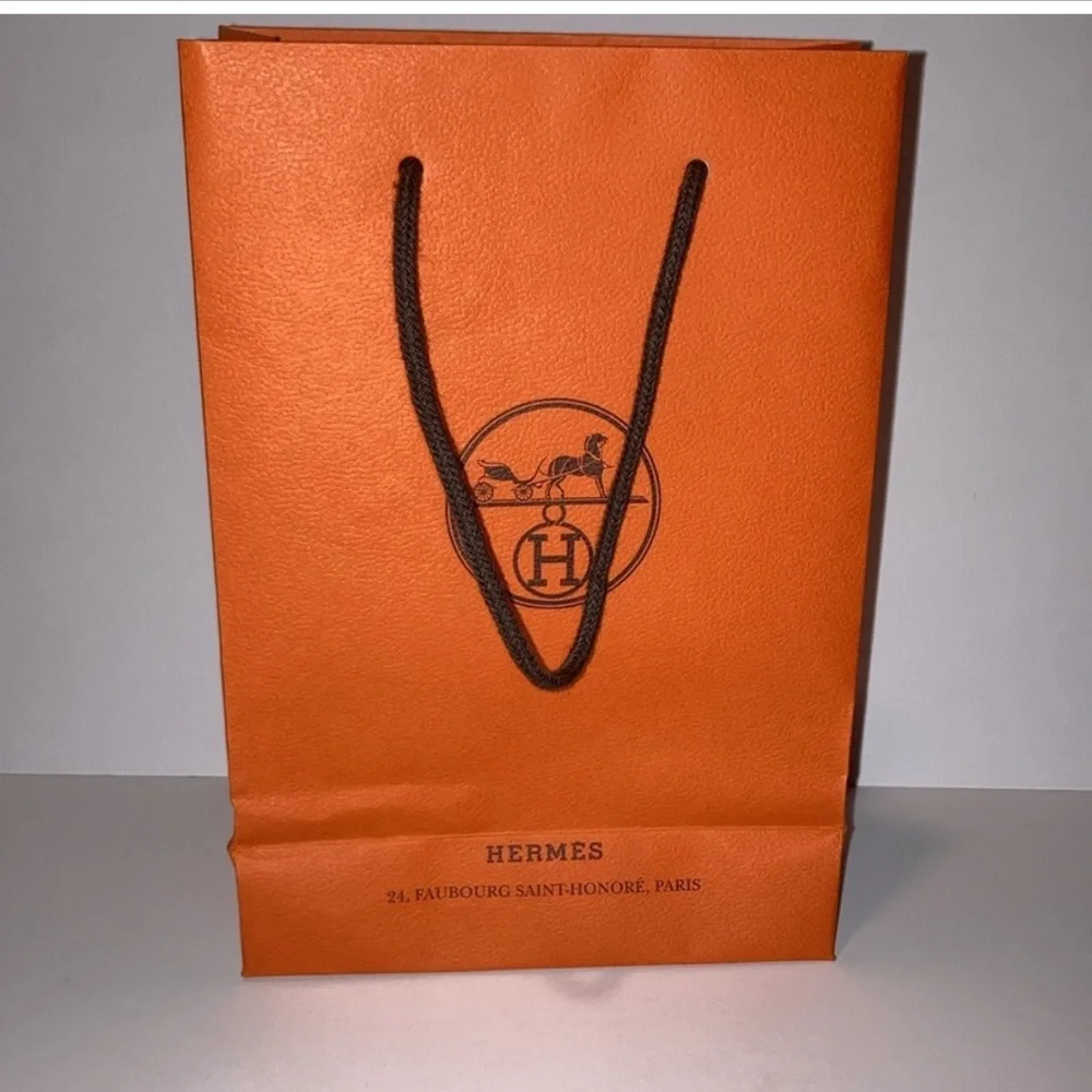 Hermes Small Shopping  Gift Bag Authentic Orange and brown luxury euc